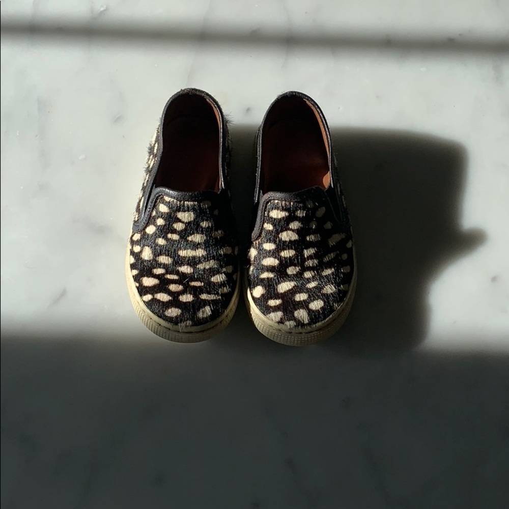 PePe Black and White pony hair slip-ons 23eu